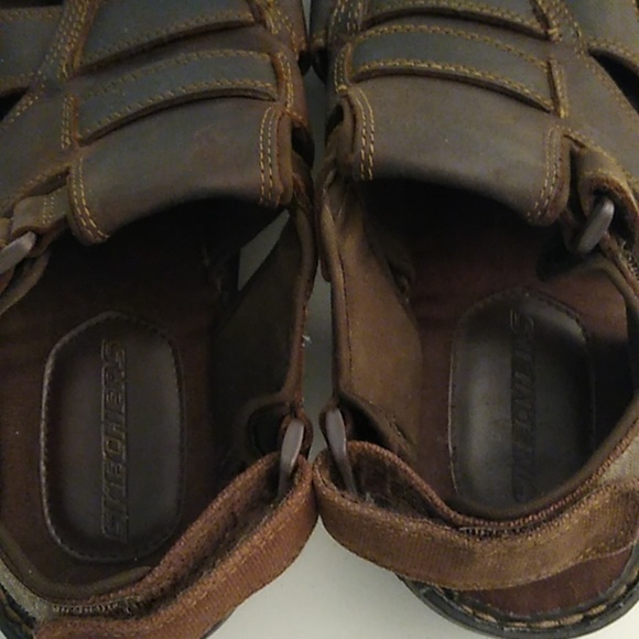 SKETCHERS LEATHER UPPER FISHERMANS SANDLES DARK BROWN - Picture 7 of 9